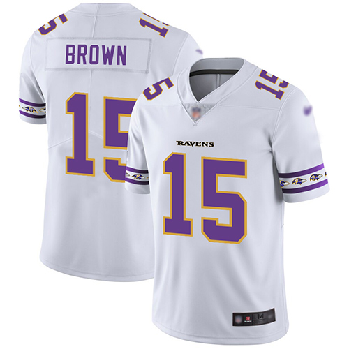 Ravens #15 Marquise Brown White Men's Stitched Football Limited Team Logo Fashion Jersey Ravens #15 Marquise Brown White Men's Stitched Football Limited Team Logo Fashion Jersey