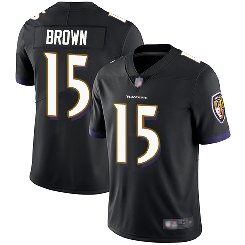Ravens #15 Marquise Brown Black Alternate Men's Stitched Football Vapor Untouchable Limited Jersey Ravens #15 Marquise Brown Black Alternate Men's Stitched Football Vapor Untouchable Limited Jersey