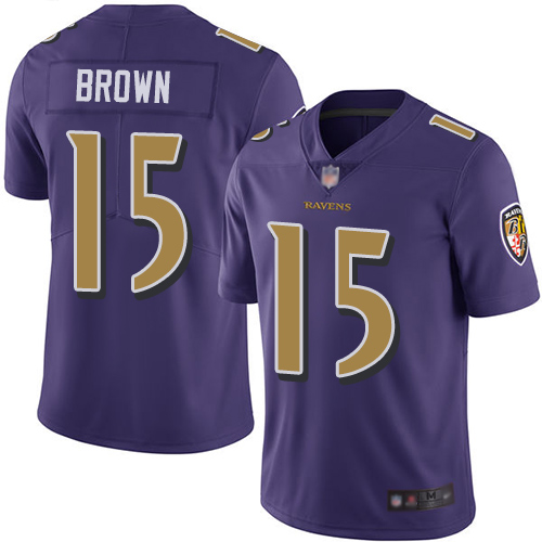 Ravens #15 Marquise Brown Purple Men's Stitched Football Limited Rush Jersey Ravens #15 Marquise Brown Purple Men's Stitched Football Limited Rush Jersey