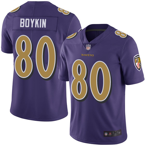 Ravens #80 Miles Boykin Purple Men's Stitched Football Limited Rush Jersey Ravens #80 Miles Boykin Purple Men's Stitched Football Limited Rush Jersey