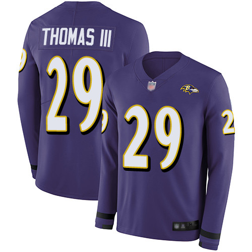 Ravens #29 Earl Thomas III Purple Team Color Men's Stitched Football Limited Therma Long Sleeve Jersey Ravens #29 Earl Thomas III Purple Team Color Men's Stitched Football Limited Therma Long Sleeve Jersey