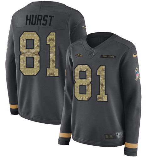 Nike Ravens #81 Hayden Hurst Anthracite Salute to Service Nike Ravens #81 Hayden Hurst Anthracite Salute to Service