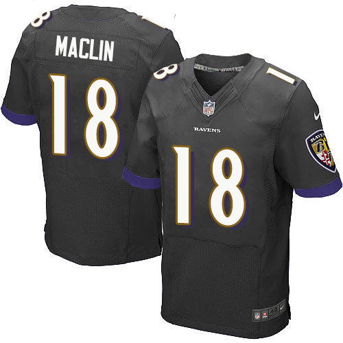 Nike Ravens #18 Jeremy Maclin Black Alternate Men's Stitched NFL New Elite Jersey Nike Ravens #18 Jeremy Maclin Black Alternate Men's Stitched NFL New Elite Jersey