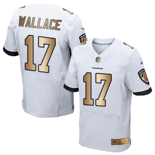 Nike Ravens #17 Mike Wallace White Men's Stitched NFL New Elite Gold Jersey Nike Ravens #17 Mike Wallace White Men's Stitched NFL New Elite Gold Jersey