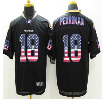 New Baltimore ravens #18 Breshad Perriman Black Men's Stitched NFL Elite USA Flag Fashion Jersey