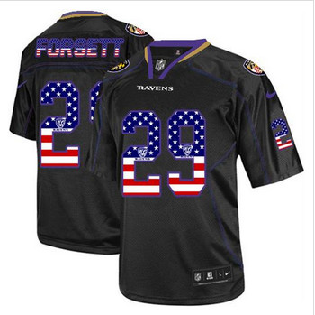 New Baltimore ravens #29 Justin Forsett Black Men's Stitched NFL Elite USA Flag Fashion Jersey