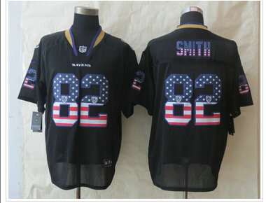 New Baltimore Ravens #82 Torrey Smith USA Flag Fashion Black Elite Jerseys