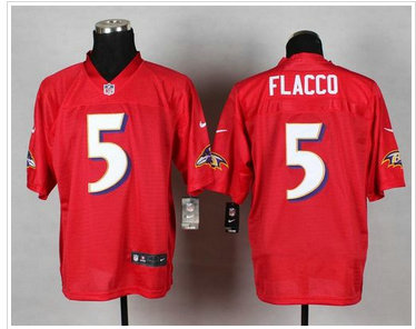 Baltimore Ravens #5 Joe Flacco Red NFL Elite QB Practice Jersey
