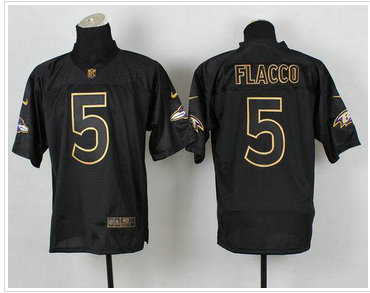 Baltimore Ravens #5 Joe Flacco Black Gold No. Fashion NFL Elite Jersey Baltimore Ravens #5 Joe Flacco Black Gold No. Fashion NFL Elite Jersey