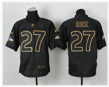 Baltimore Ravens #27 Ray Rice Black Gold No. Fashion NFL Elite Jersey