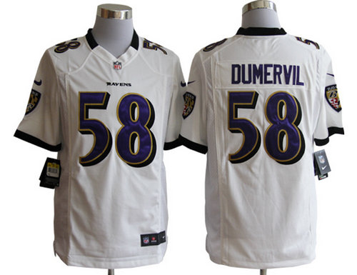 NEW NFL Baltimore Ravens 58 Elvis Dumervil White Jerseys(Game)