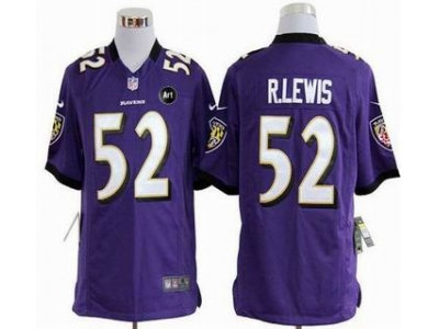 NEW Baltimore Ravens #52 Ray Lewis purple jerseys(Game Art Patch)