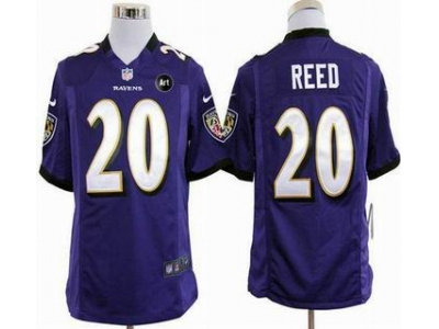 NEW Baltimore Ravens #20 Ed Reed purple jerseys(Game Art Patch)