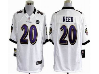 NEW Baltimore Ravens #20 Ed Reed white jerseys(Game Art Patch)