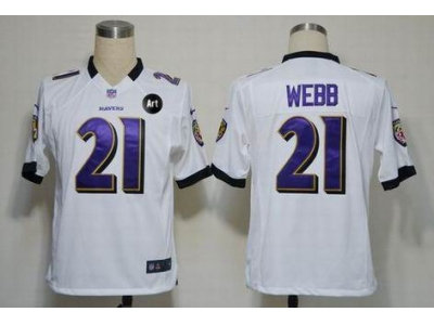 NEW Baltimore Ravens #21 webb white jerseys(Game Art Patch)