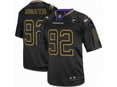 NEW Baltimore Ravens #92 Haloti Ngata black jerseys(Elite Lights Out Art Patch)