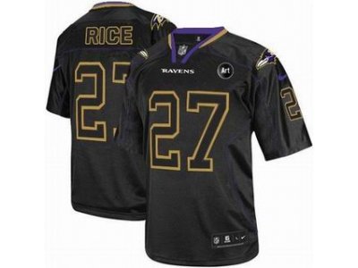 NEW Baltimore Ravens #27 Ray Rice black jerseys(Elite Lights Out Art Patch)