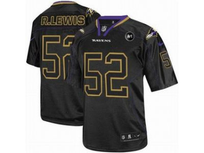NEW Baltimore Ravens #52 r.lewis black jerseys(Elite Lights Out Art Patch)