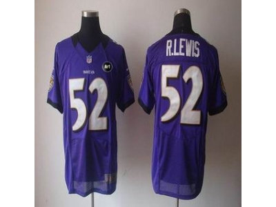 NEW Baltimore Ravens #52 Ray Lewis purple jerseys(Elite Art Patch)