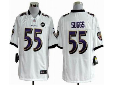 NEW Baltimore Ravens #55 Terrell Suggs white jerseys(Game Art Patch)