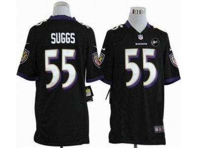 NEW Baltimore Ravens #55 Terrell Suggs black jerseys(Game Art Patch)