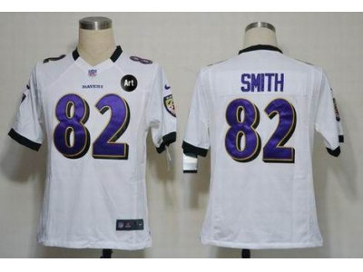 NEW Baltimore Ravens #82 Torrey Smith white jerseys(Game Art Patch)