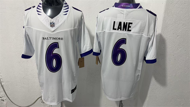 Men's Baltimore Ravens #6 Ja'Kobi Lane White 2026 F.U.S.E. Vapor Stitched Limited Football Jersey
