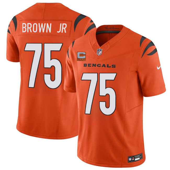 Men's Cincinnati Bengals #75 Orlando Brown Jr Orange 2025 F.U.S.E. With 2-Star C Patch Vapor Untouchable Limited Stitched Football Jersey Men's Cincinnati Bengals #75 Orlando Brown Jr Orange 2025 F.U.S.E. With 2-Star C Patch Vapor Untouchable Limited Stitched Football Jersey