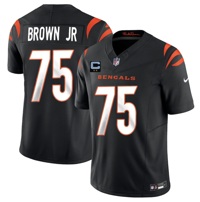 Men's Cincinnati Bengals #75 Orlando Brown Jr Black 2025 F.U.S.E. With 2-Star C Patch Vapor Untouchable Limited Stitched Football Jersey Men's Cincinnati Bengals #75 Orlando Brown Jr Black 2025 F.U.S.E. With 2-Star C Patch Vapor Untouchable Limited Stitched Football Jersey