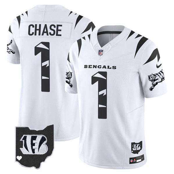 Men's Cincinnati Bengals #1 Ja'Marr Chase White F.U.S.E. Special Vapor Untouchable Limited Stitched Football Jersey Men's Cincinnati Bengals #1 Ja'Marr Chase White F.U.S.E. Special Vapor Untouchable Limited Stitched Football Jersey