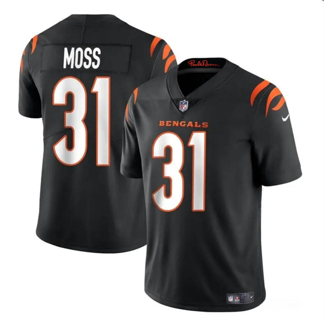 Men's Cincinnati Bengals #31 Zack Moss Black Vapor Untouchable Limited Stitched Jersey Men's Cincinnati Bengals #31 Zack Moss Black Vapor Untouchable Limited Stitched Jersey