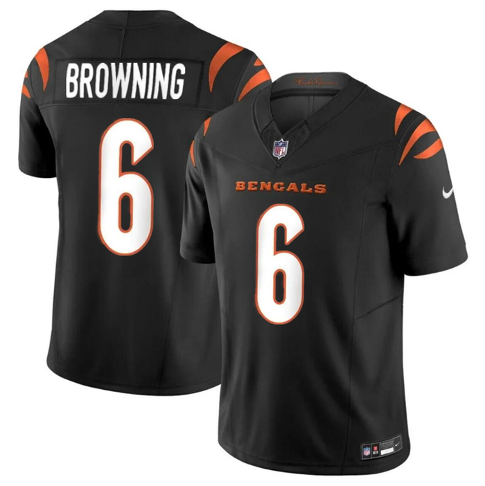 Men's Cincinnati Bengals #6 Jake Browning Black 2023 F.U.S.E. Vapor Untouchable Limited Stitched Jersey Men's Cincinnati Bengals #6 Jake Browning Black 2023 F.U.S.E. Vapor Untouchable Limited Stitched Jersey
