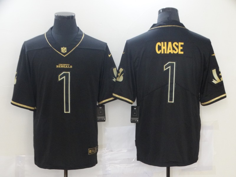 Nike Bengals 1 Ja'Marr Chase Black Gold Vapor Untouchable Limited Jersey Nike Bengals 1 Ja'Marr Chase Black Gold Vapor Untouchable Limited Jersey