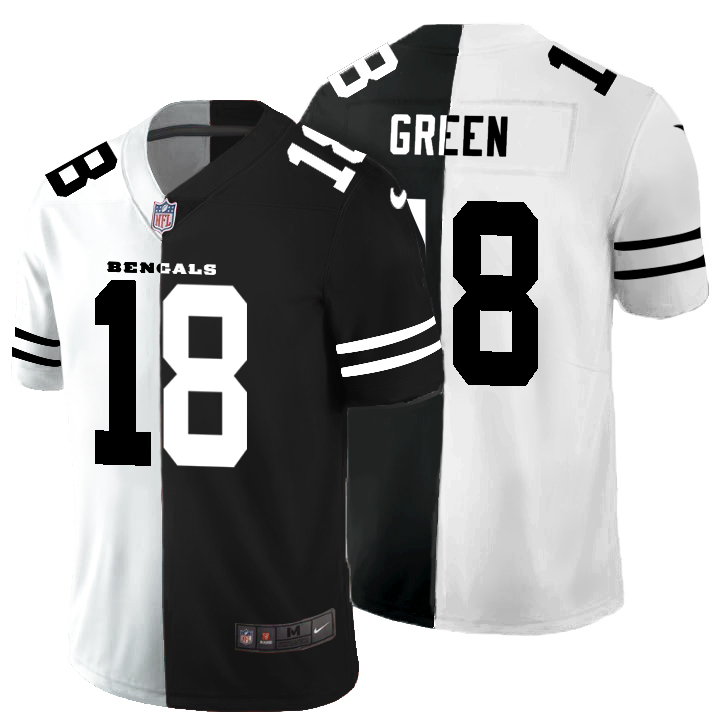 Cincinnati Bengals #18 A.J. Green Men's Black V White Peace Split Nike Vapor Untouchable Limited NFL Jersey Cincinnati Bengals #18 A.J. Green Men's Black V White Peace Split Nike Vapor Untouchable Limited NFL Jersey