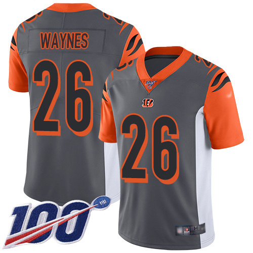 Nike Bengals #26 Trae Waynes Silver Men's Stitched NFL Limited Inverted Legend 100th Season Jersey Nike Bengals #26 Trae Waynes Silver Men's Stitched NFL Limited Inverted Legend 100th Season Jersey