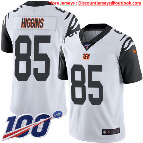 Nike Bengals #85 Tee Higgins White Men's Stitched NFL Limited Rush 100th Season Jersey Nike Bengals #85 Tee Higgins White Men's Stitched NFL Limited Rush 100th Season Jersey