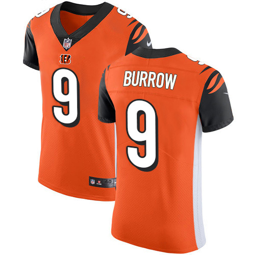 Nike Bengals #9 Joe Burrow Orange Alternate Men's Stitched NFL New Elite Jersey Nike Bengals #9 Joe Burrow Orange Alternate Men's Stitched NFL New Elite Jersey