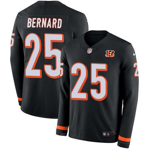 Nike Bengals #25 Giovani Bernard Black Team Color Men's Stitched NFL Limited Therma Long Sleeve Jersey Nike Bengals #25 Giovani Bernard Black Team Color Men's Stitched NFL Limited Therma Long Sleeve Jersey