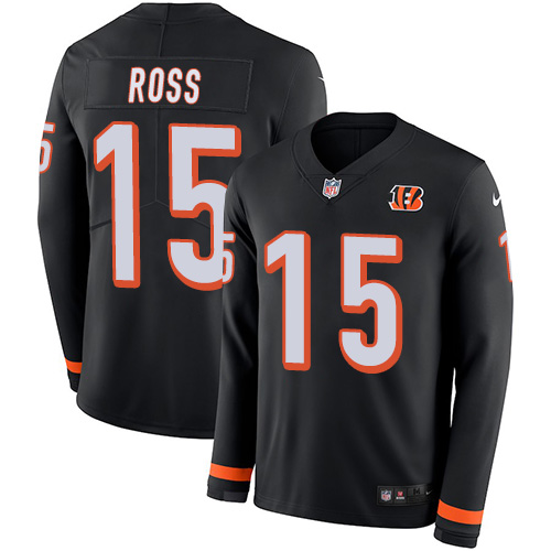 Nike Bengals #15 John Ross Black Team Color Men's Stitched NFL Limited Therma Long Sleeve Jersey Nike Bengals #15 John Ross Black Team Color Men's Stitched NFL Limited Therma Long Sleeve Jersey