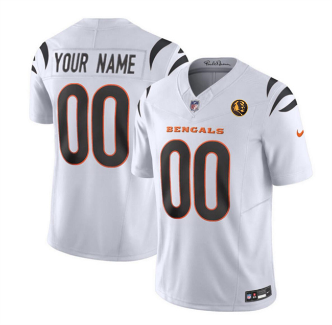 Men's Cincinnati Bengals Active Player Custom White 2023 F.U.S.E. With John Madden Patch Vapor Limited Stitched Football Jersey Men's Cincinnati Bengals Active Player Custom White 2023 F.U.S.E. With John Madden Patch Vapor Limited Stitched Football Jersey