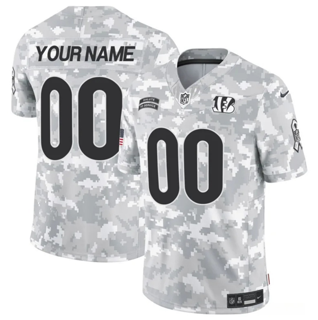 Men's Cincinnati Bengals Active Player Custom 2024 F.U.S.E Arctic Camo Salute To Service Limited Stitched Football Jersey Men's Cincinnati Bengals Active Player Custom 2024 F.U.S.E Arctic Camo Salute To Service Limited Stitched Football Jersey