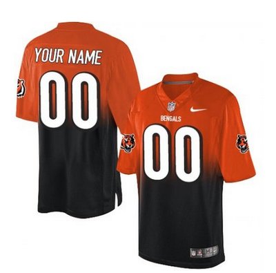 Men's Nike Cincinnati Bengals Customized Elite OrangeBlack Fadeaway NFL Jersey Men's Nike Cincinnati Bengals Customized Elite OrangeBlack Fadeaway NFL Jersey