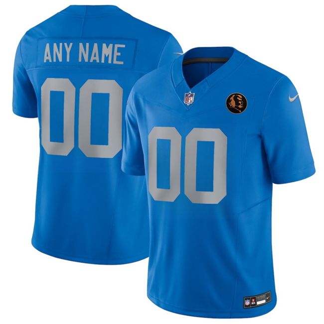 Men's Detroit Lions Active Player Custom Blue 2025 F.U.S.E.With John Madden Patch Vapor Limited Stitched Jersey Men's Detroit Lions Active Player Custom Blue 2025 F.U.S.E.With John Madden Patch Vapor Limited Stitched Jersey