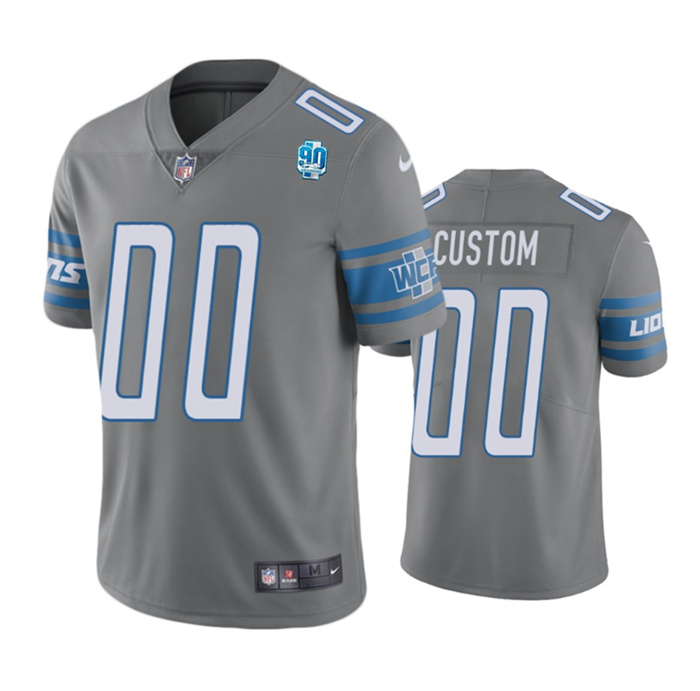 Men's Detroit Lions Active Player Custom Grey 2023 F.U.S.E. 90th Anniversary Vapor Untouchable Limited Stitched Jerseys Men's Detroit Lions Active Player Custom Grey 2023 F.U.S.E. 90th Anniversary Vapor Untouchable Limited Stitched Jerseys