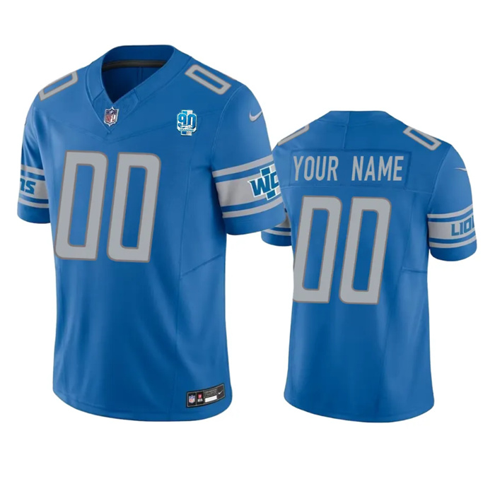 Men's Detroit Lions Active Player Custom Blue 2023 F.U.S.E. 90th Anniversary Vapor Untouchable Limited Stitched Jersey Men's Detroit Lions Active Player Custom Blue 2023 F.U.S.E. 90th Anniversary Vapor Untouchable Limited Stitched Jersey