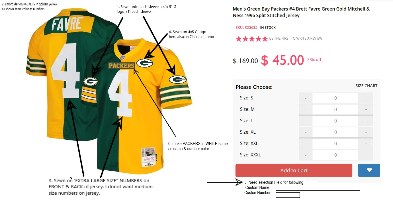 Custom Men's Split Packers Green-Yellow Jersey