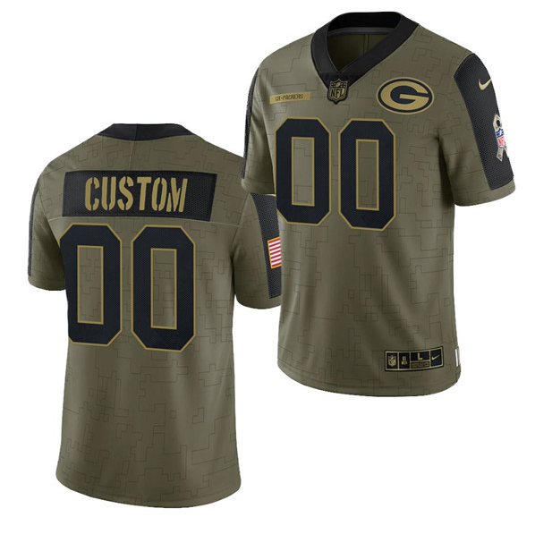 Men's Green Bay Packers ACTIVE PLAYER Custom 2021 Olive Salute To Service Limited Men's Green Bay Packers ACTIVE PLAYER Custom 2021 Olive Salute To Service Limited