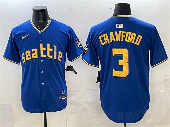 Men's Seattle Mariners #3 Cal Raleigh Royal 2025 Limited Stitched jersey Men's Seattle Mariners #3 Cal Raleigh Royal 2025 Limited Stitched jersey