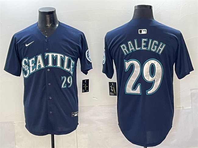 Men's Seattle Mariners #29 Cal Raleigh Navy Limited Stitched jersey Men's Seattle Mariners #29 Cal Raleigh Navy Limited Stitched jersey