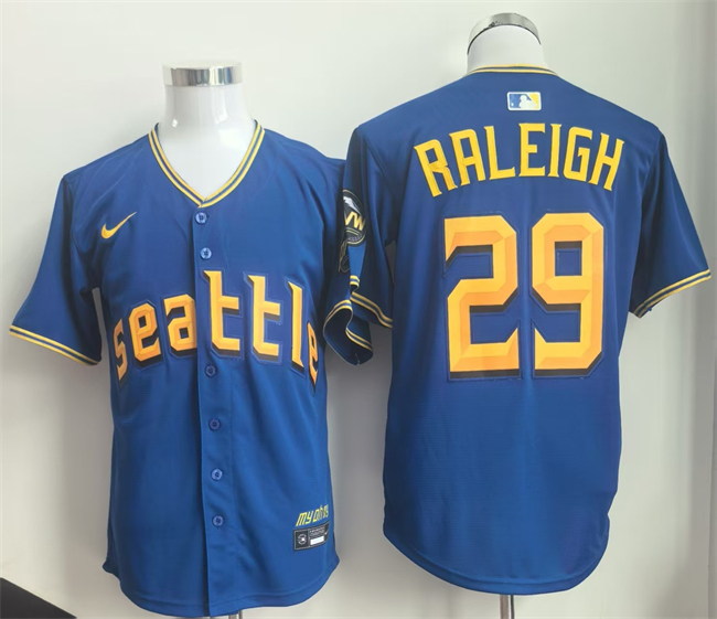 Men's Seattle Mariners #29 Cal Raleigh Royal 2025 Limited Stitched jersey Men's Seattle Mariners #29 Cal Raleigh Royal 2025 Limited Stitched jersey